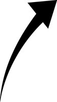 Black curved arrow pointing upward and right on white background isolated for graphic design and business presentations.
