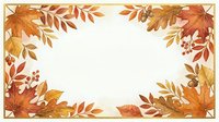 Autumn foliage frame with golden and russet leaves, berries, and branches creating decorative border on cream background for seasonal designs.