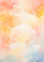 Soft pastel watercolor background with gentle orange, pink and blue gradient transitions creates dreamy atmospheric effect for artistic designs and layouts.