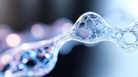Macro photography of soap bubble structure with delicate iridescent patterns and bokeh effect in blue and pink tones showing intricate cellular formations.