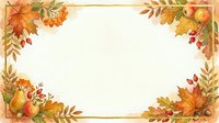 Autumn foliage frame with fall leaves, berries, and pumpkins on cream background. Isolated design element for seasonal greeting cards, invitations, and autumn-themed projects.