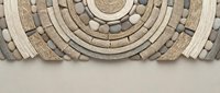 Woven rattan basket texture with natural fiber circular pattern on neutral background for home decor and craft projects.