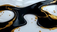 Black and white marble texture with gold veins and splatters, luxury abstract fluid art background with metallic accents and flowing organic shapes.