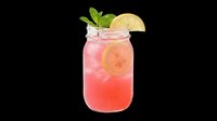 Pink lemonade in a mason jar with ice, lemon slice, and mint, isolated on transparent background. Great for menus, stickers, t-shirt design, and print on demand.