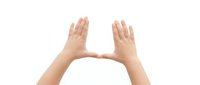 Two open hands raised up in surrender or stop gesture isolated on white background for design and clipart use.