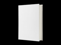 Blank white hardcover book standing upright, isolated on transparent background, ready for mockup, print on demand, clipart, stickers, and t-shirt design use.