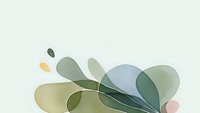 Modern abstract botanical composition with organic shapes in sage green, blue and pink tones on light background for contemporary design projects.