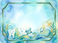 Smiling tooth character with toothbrush and flowing water waves in watercolor style, isolated on white background for dental care designs, healthcare marketing, and children's educational materials.