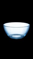 Transparent blue glass bowl isolated on transparent background, ready for design use on t-shirts, clipart, stickers, print-on-demand products, and sublimation projects.