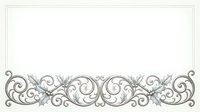 Ornate gray scrollwork divider with symmetrical flourishes and leaf accents on white background, isolated for design, invitations, and decorative layouts.