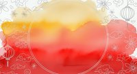 Watercolor gradient background transitioning from soft yellow to vibrant red with decorative floral line art patterns, isolated on white for design projects.