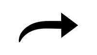 Black curved arrow pointing right isolated on white background for web design, presentations and user interface elements.