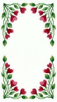 Watercolor heart-shaped flowers with green foliage forming decorative corner borders on white background. Suitable for wedding invitations, greeting cards, and romantic designs.