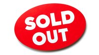 Bright red oval sold out sign with bold white text on isolated background, useful for retail marketing and e-commerce notifications.