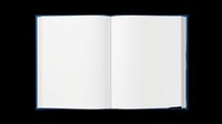 Open blank notebook with navy blue cover isolated on transparent background, ready for clipart, print-on-demand, sublimation, t-shirt design, and sticker applications.
