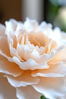 Delicate peach and white carnation petals in macro view showing soft layered texture and gentle curves, suitable for wedding and romantic designs and floral backgrounds.