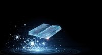 Glowing digital microchip with data particles and network connections on dark background, representing technology, artificial intelligence, and computing innovation.