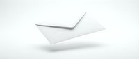 White envelope floating on light background, symbolizing mail, correspondence, and communication for business or personal messaging concepts.