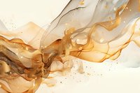 Elegant abstract fluid art with flowing golden amber and soft gray tones on cream background, creating luxurious marble-like effect for modern interior design.