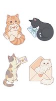 Adorable cartoon cats with love letters and envelopes isolated on white background for Valentine's Day greeting cards and romantic designs.