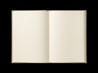 Open blank hardcover book with empty cream pages, isolated on transparent background. Ready for stickers, clipart, t-shirt design, print on demand, and sublimation.