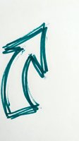 Teal marker hand-drawn arrow pointing upward on white isolated background, ready for graphic design, web elements, presentations, and marketing materials.