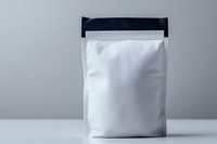 White blank stand up pouch bag with zipper on gray background. Mockup for food, coffee, snack product packaging design. Clean minimal style.