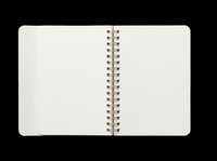 Open spiral notebook with blank white pages, isolated on transparent background. Ready for stickers, clipart, t-shirt design, print on demand, and sublimation use.