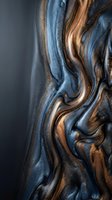 Flowing liquid metal waves in blue and bronze tones create an abstract textured surface with glossy finish, suitable for backgrounds and design projects.
