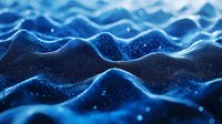 Abstract blue digital waves with glowing particles creating flowing data visualization landscape for technology and science backgrounds.