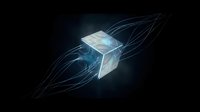 Glowing microchip with flowing digital energy streams on dark background, representing technology, innovation, and data processing for tech industry applications.