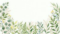 Watercolor botanical illustration with green leaves, ferns, and wildflowers arranged on white background. Isolated design element suitable for invitations, stationery, and decorative projects.
