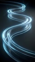 Glowing neon light trails forming an elegant spiral wave pattern against a dark background, perfect for tech, energy, and modern design projects.
