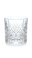 Crystal cut glass tumbler with diamond pattern isolated on white background for luxury drinkware and barware designs.
