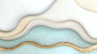 Elegant layered waves in mint green, white and gold glitter create modern abstract background with luxurious texture for wallpaper and surface design.