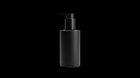 Black cylindrical soap dispenser with pump top, isolated on transparent background. Ready for design use on product mockups, packaging, clipart, print-on-demand, and sublimation projects.