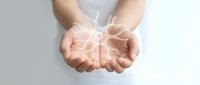 Cupped hands holding glowing white brain with neural connections on clean background symbolizing mental health, neuroscience and cognitive wellness concepts.