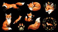 Red fox in various poses and positions isolated on transparent background, ready for t-shirt design, clipart, stickers, sublimation, print-on-demand products and digital crafts.