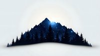 Mystical mountain silhouette against starry night sky with pine forest treeline, creating dramatic nature landscape for outdoor and adventure designs.
