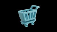 Blue shopping cart isolated on transparent background, ready for e-commerce, retail, and design projects including t-shirts, stickers, and print-on-demand products.