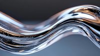 Elegant metallic waves with gold and silver tones create dynamic flowing lines against dark background, abstract luxury design element for modern backgrounds.