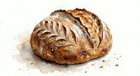 Artisan sourdough bread loaf with decorative wheat pattern scoring on golden brown crust, freshly baked bakery product for culinary and food photography.
