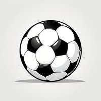 Classic black and white soccer ball illustration with soft shadow on white background, isolated design element for sport and game concepts.