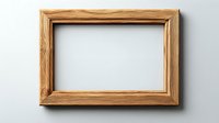 Minimalist wooden picture frame on white wall background, empty space for artwork or photo display. Clean modern home decor element with natural wood grain texture.