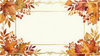 Autumn foliage frame with golden and crimson leaves, berries, and ornamental borders on cream background. Isolated design element for seasonal invitations, cards, and fall-themed projects.
