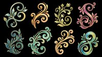 Decorative floral swirl ornaments set, isolated on transparent background, ready for stickers, sublimation, t-shirt design, clipart, and print on demand projects.