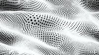 Abstract black dots pattern creating flowing waves on white background. Modern halftone design for digital art, web graphics, and contemporary print materials.