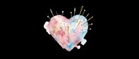 Watercolor heart with radiating spikes in pink and blue tones, isolated on transparent background. Ready for t-shirt designs, stickers, clipart, sublimation, and print-on-demand products.