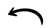 Black curved arrow pointing left on white background isolated for graphic design and presentation use.