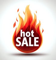 Bright flame with hot sale text on white background, promotional graphic for marketing campaigns and special offers.